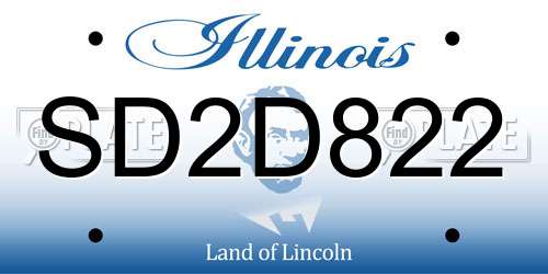 SD2D822 Illinois License Plate