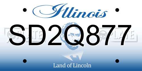 SD2Q877 Illinois License Plate