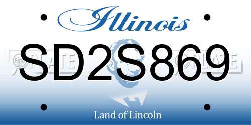 SD2S869 Illinois License Plate