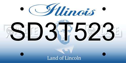 SD3T523 Illinois License Plate