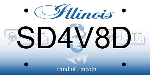 SD4V8D Illinois License Plate