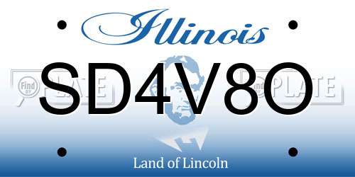 SD4V8O Illinois License Plate