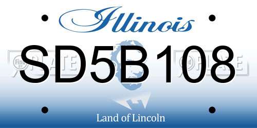 SD5B108 Illinois License Plate