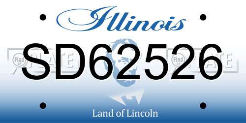 SD62526 Illinois License Plate
