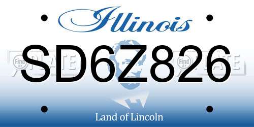 SD6Z826 Illinois License Plate