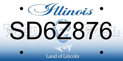 SD6Z876 Illinois License Plate