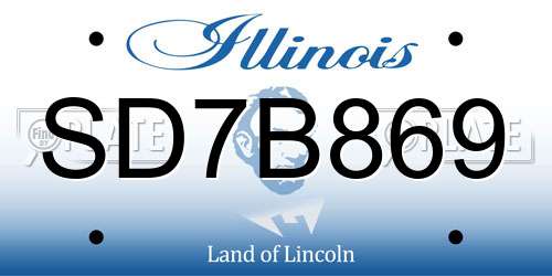SD7B869 Illinois License Plate