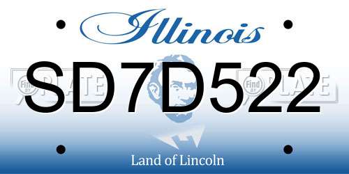 SD7D522 Illinois License Plate