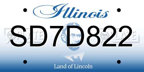 SD7D822 Illinois License Plate