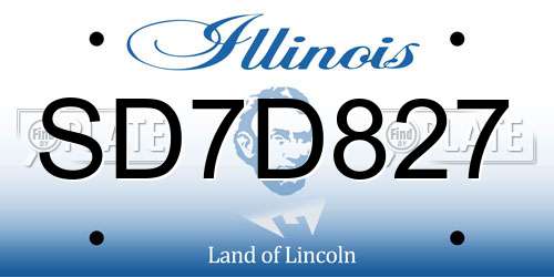 SD7D827 Illinois License Plate
