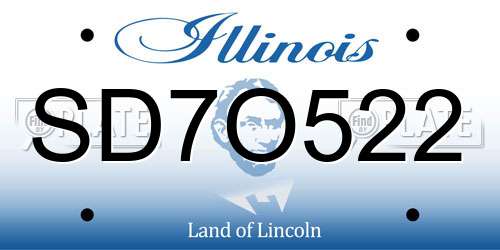 SD7O522 Illinois License Plate