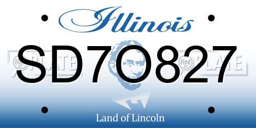 SD7O827 Illinois License Plate