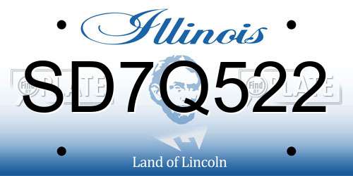 SD7Q522 Illinois License Plate