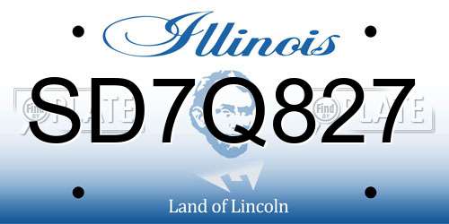 SD7Q827 Illinois License Plate