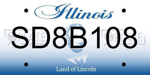 SD8B108 Illinois License Plate