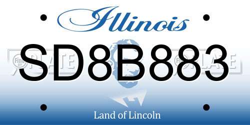 SD8B883 Illinois License Plate