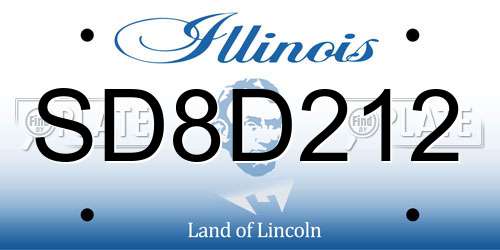 SD8D212 Illinois License Plate