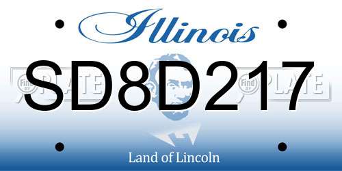 SD8D217 Illinois License Plate