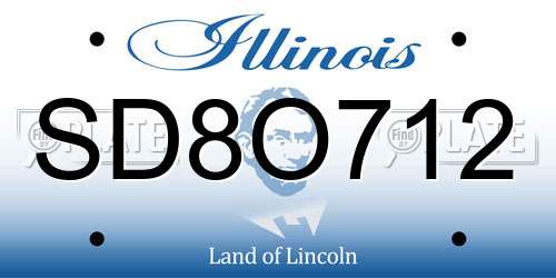 SD8O712 Illinois License Plate