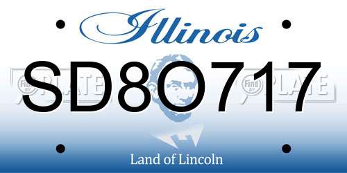 SD8O717 Illinois License Plate