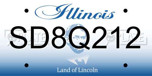 SD8Q212 Illinois License Plate