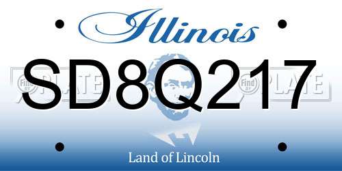 SD8Q217 Illinois License Plate