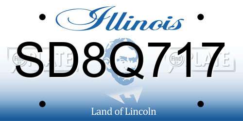 SD8Q717 Illinois License Plate