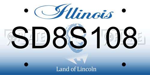 SD8S108 Illinois License Plate