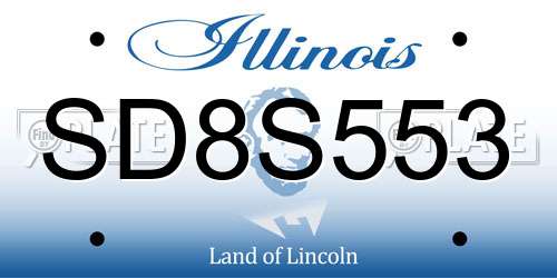 SD8S553 Illinois License Plate