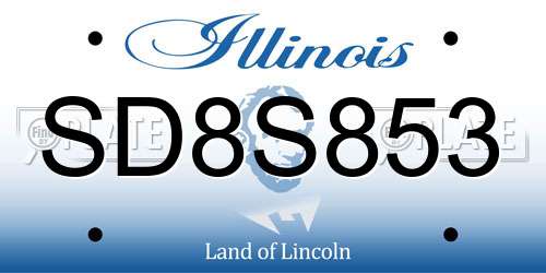SD8S853 Illinois License Plate