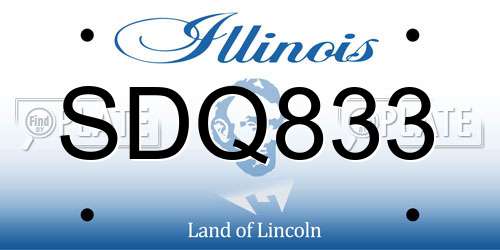 SDQ833 Illinois License Plate