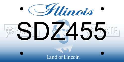 SDZ455 Illinois License Plate