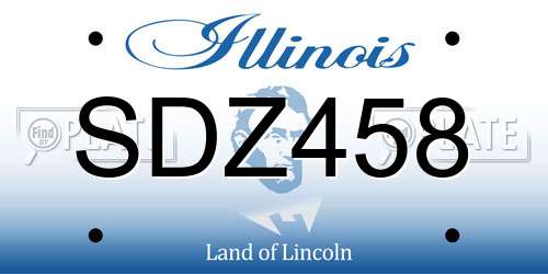 SDZ458 Illinois License Plate