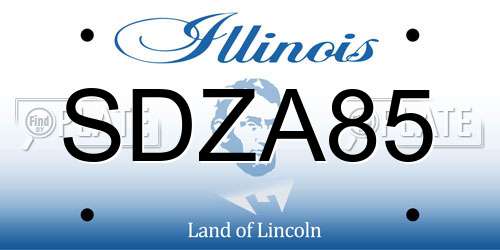 SDZA85 Illinois License Plate