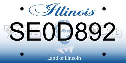 SE0D892 Illinois License Plate