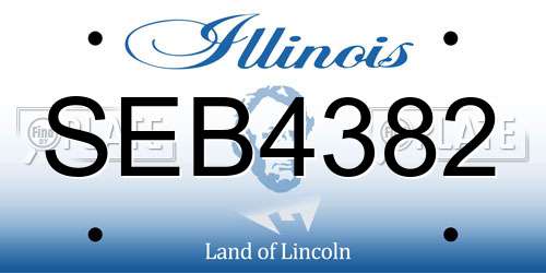 SEB4382 Illinois License Plate