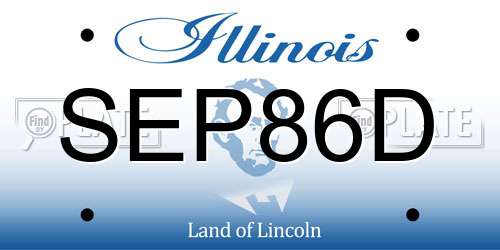 SEP86D Illinois License Plate