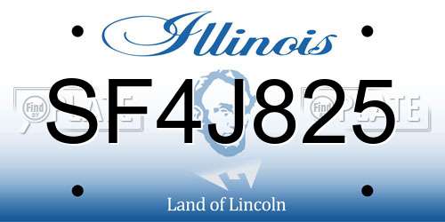 SF4J825 Illinois License Plate