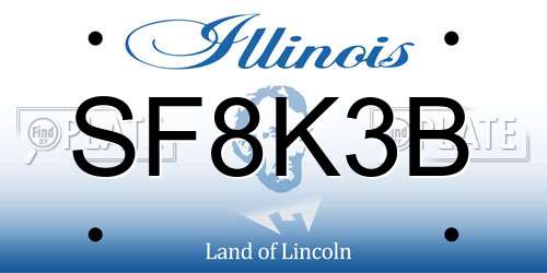 SF8K3B Illinois License Plate