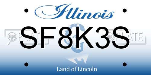 SF8K3S Illinois License Plate
