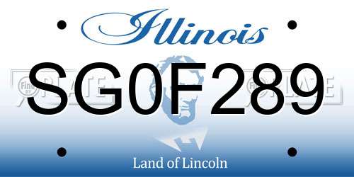 SG0F289 Illinois License Plate