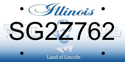 SG2Z762 Illinois License Plate