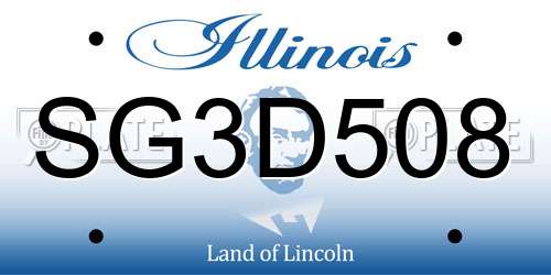 SG3D508 Illinois License Plate