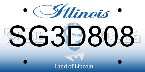 SG3D808 Illinois License Plate