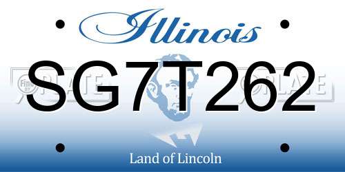 SG7T262 Illinois License Plate