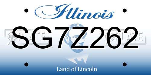 SG7Z262 Illinois License Plate