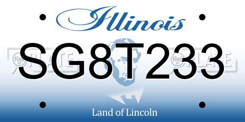SG8T233 Illinois License Plate
