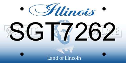 SGT7262 Illinois License Plate