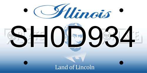 SH0D934 Illinois License Plate