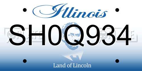 SH0Q934 Illinois License Plate